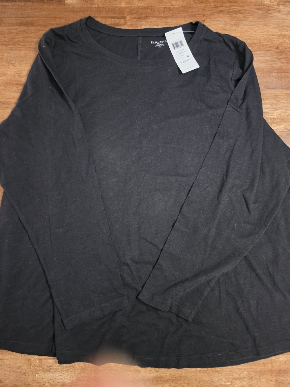 Eileen Fisher Black Long-Sleeve Crewneck Top